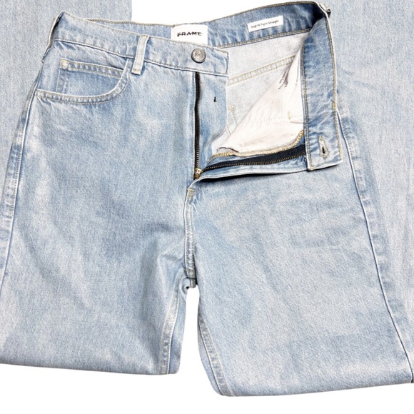 New with Tag Frame Le High 'N' Tight Poolside Straight Shinny Women's Denim Jean - Picture 6 of 16